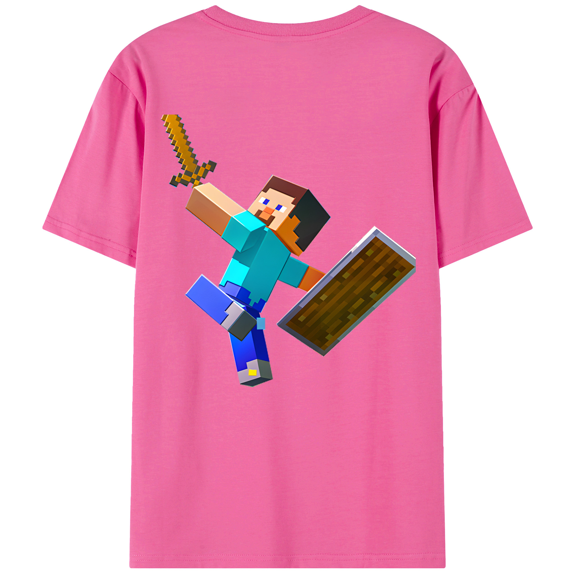 （画像用） マインクラフト ブロックの世界 Minecraft MC Block world レディース半袖Tシャツ(バックプリント)